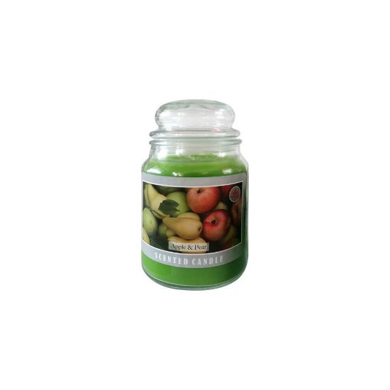 Picture of Maple Leaf Scented Glass Jar Candle with Lid MGP1013 410gm Apple & Pear