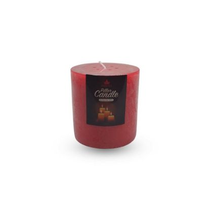 Picture of Maple Leaf Pillar Candle P301 3x3inch Red