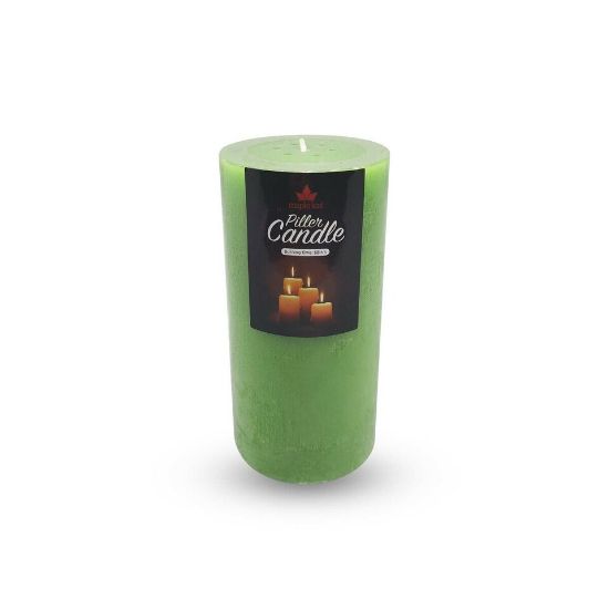 Picture of Maple Leaf Pillar Candle P601 3x6inch Green