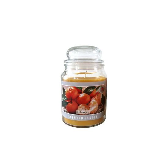 Picture of Maple Leaf Scented Glass Jar Candle with Lid MGP1013 410gm Orange