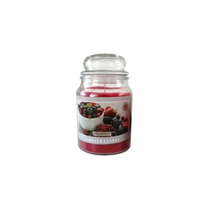 Picture of Maple Leaf Scented Glass Jar Candle with Lid MGP1013 410gm Mix Berries