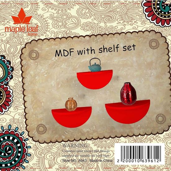 Picture of Maple Leaf MDF Wood Wall Shelf 3pcs Set A943P Red